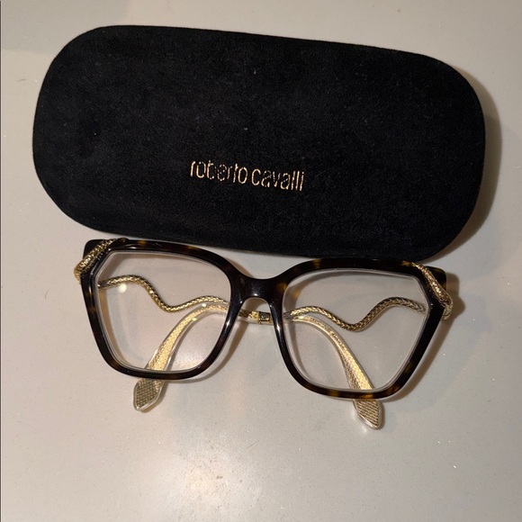 Roberto Cavalli Black and Gold Geometric Eyeglasses - Picture 9 of 9